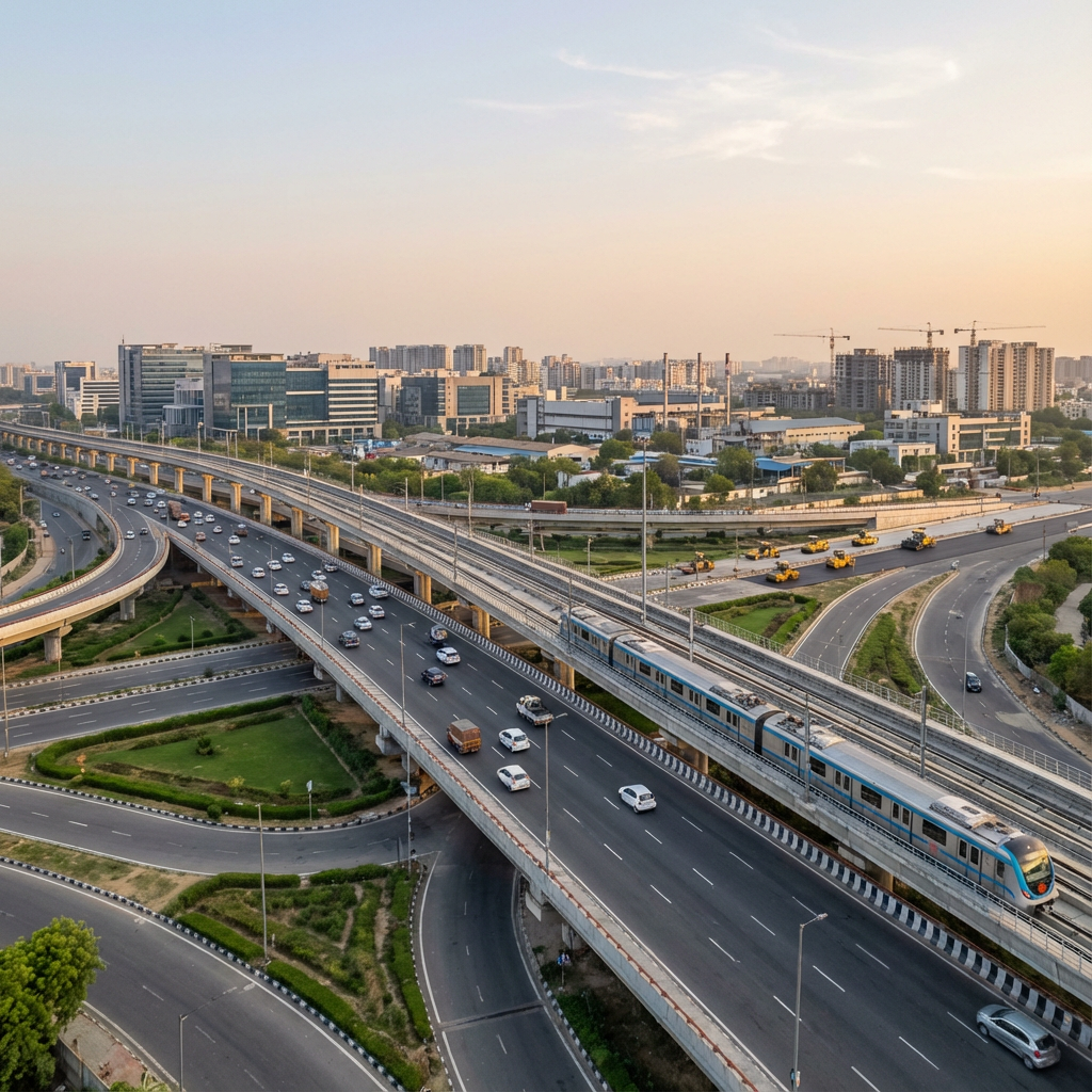 Delhi NCR transport infrastructure expansion with modern highways and metro networks